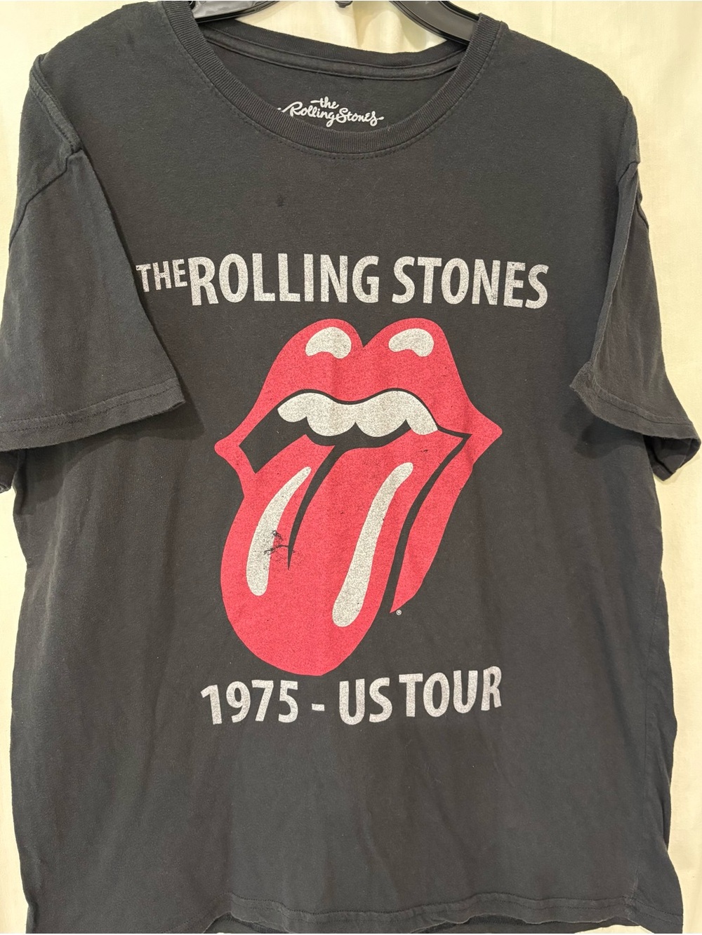 The Rolling Stones Black Tee with White Script Logo